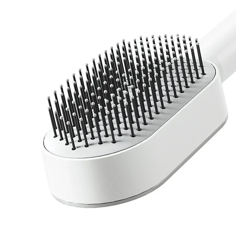 Self-cleaning hairbrush